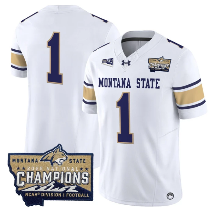 Team Jersey #1 Montana State Bobcats 2025 National Champions Stitched Gold by My Store NCAA Football Jerseys