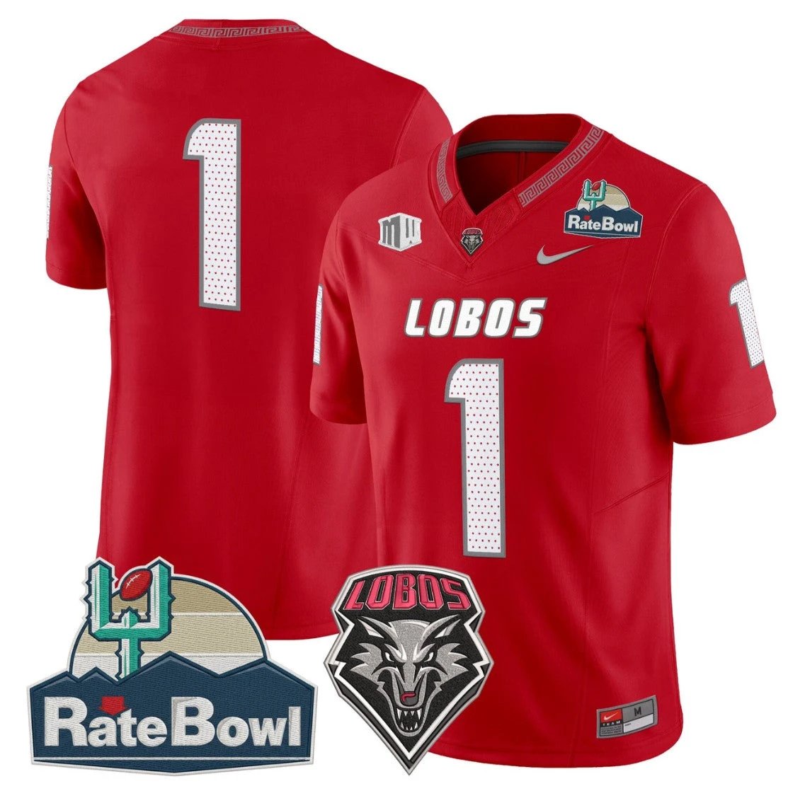 Team Jersey #1 New Mexico Lobos 2025 Rate Bowl Limited Stitched by My Store NCAA Football Jerseys