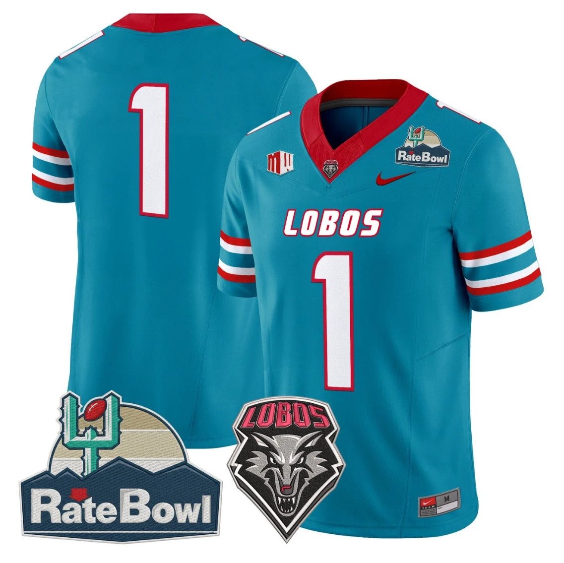 Team Jersey #1 New Mexico Lobos 2025 Rate Bowl Limited Stitched by My Store NCAA Football Jerseys