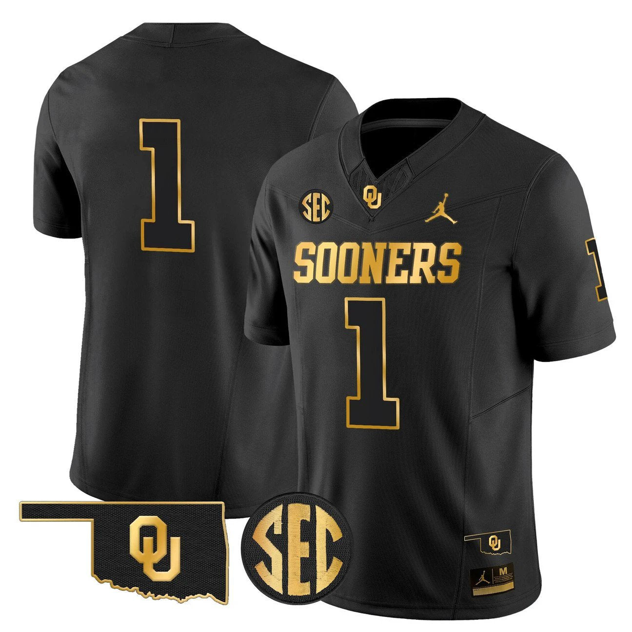 Team Jersey #1 Oklahoma Sooners 2025 Gold Vapor Limited Stitched by My Store NCAA Football Jerseys