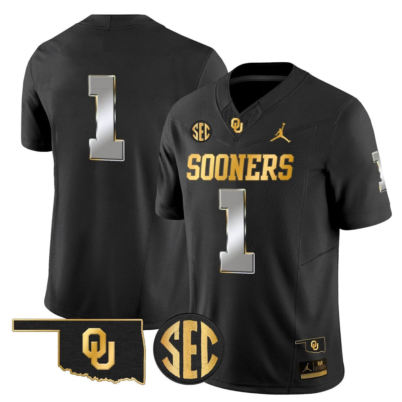 Team Jersey #1 Oklahoma Sooners 2025 Gold Vapor Limited Stitched by My Store NCAA Football Jerseys