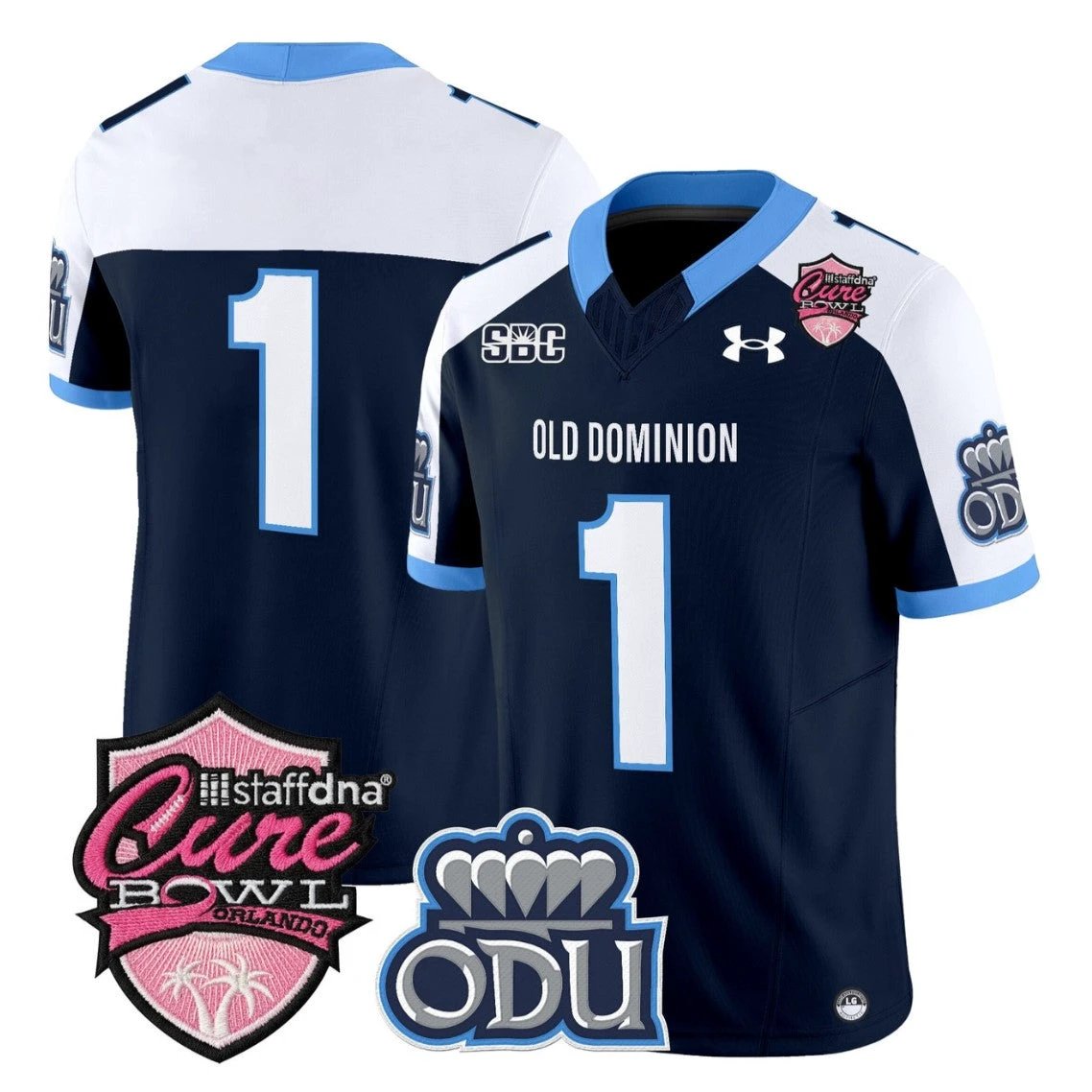 Team Jersey #1 Old Dominion Monarchs 2025 Cure Bowl Limited Stitched by My Store NCAA Football Jerseys