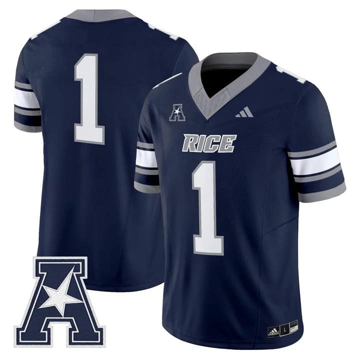 Team Jersey #1 Rice Owls 2025 Vapor Limited Stitched by My Store NCAA Football Jerseys