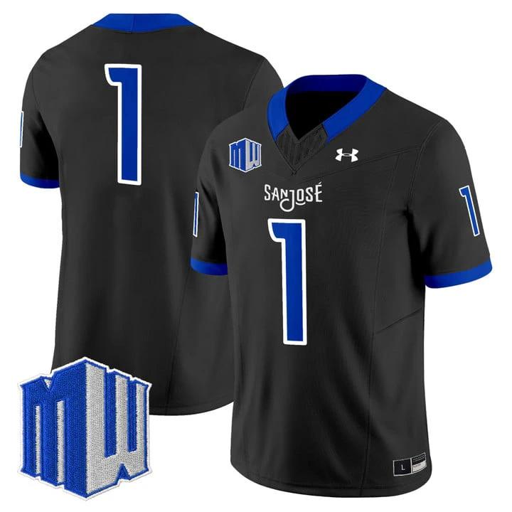 Team Jersey #1 San José State Spartans 2025 Vapor Limited Stitched by My Store NCAA Football Jerseys