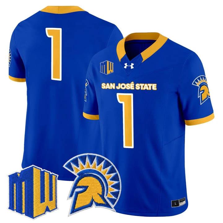 Team Jersey #1 San José State Spartans 2025 Vapor Limited Stitched by My Store NCAA Football Jerseys