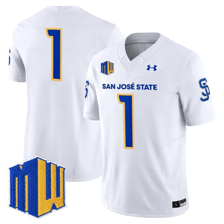 Team Jersey #1 San José State Spartans 2025 Vapor Limited Stitched by My Store NCAA Football Jerseys