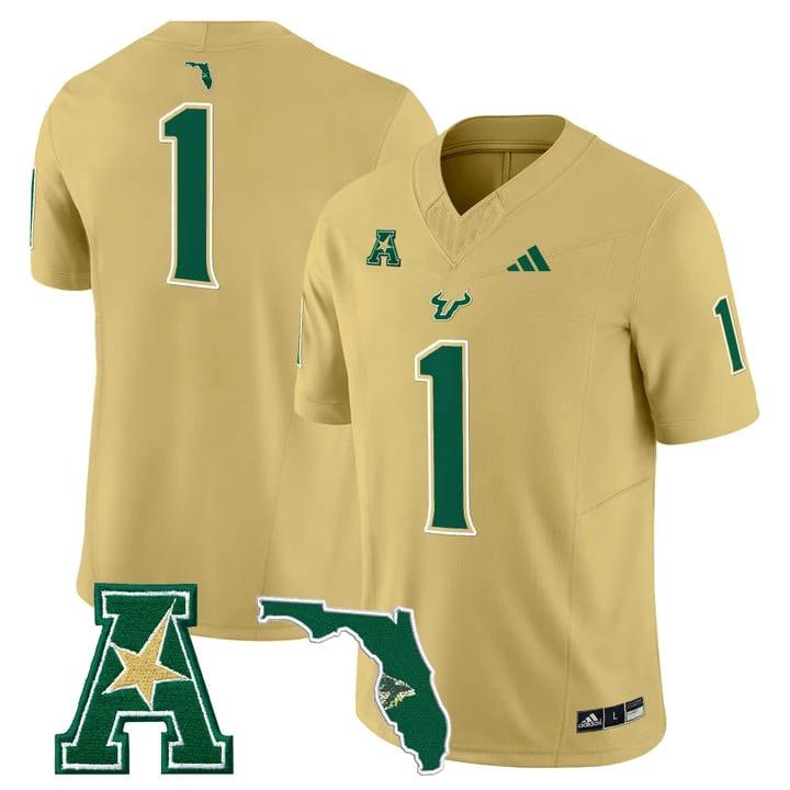 Team Jersey #1 South Florida Bulls 2025 Vapor Limited Stitched by My Store NCAA Football Jerseys