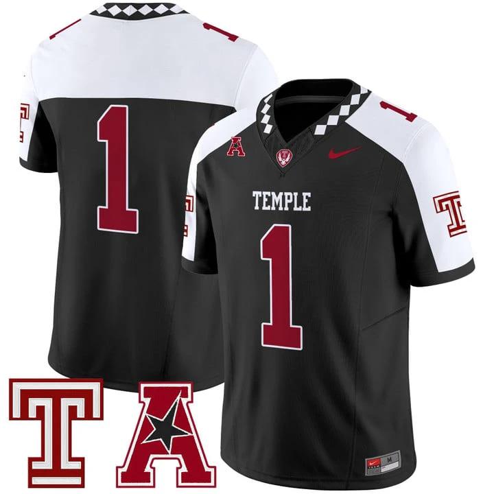 Team Jersey #1 Temple Owls 2025 Vapor Limited Stitched by My Store NCAA Football Jerseys