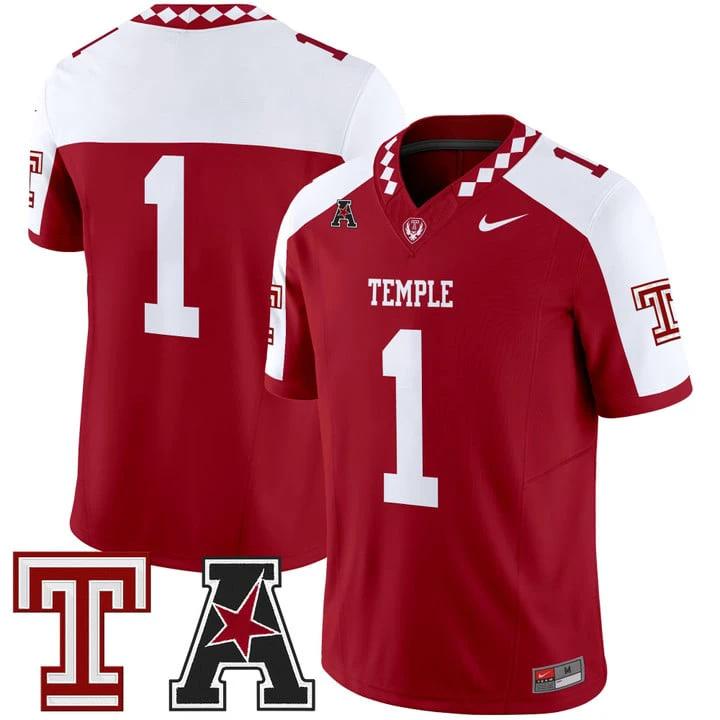 Team Jersey #1 Temple Owls 2025 Vapor Limited Stitched by My Store NCAA Football Jerseys