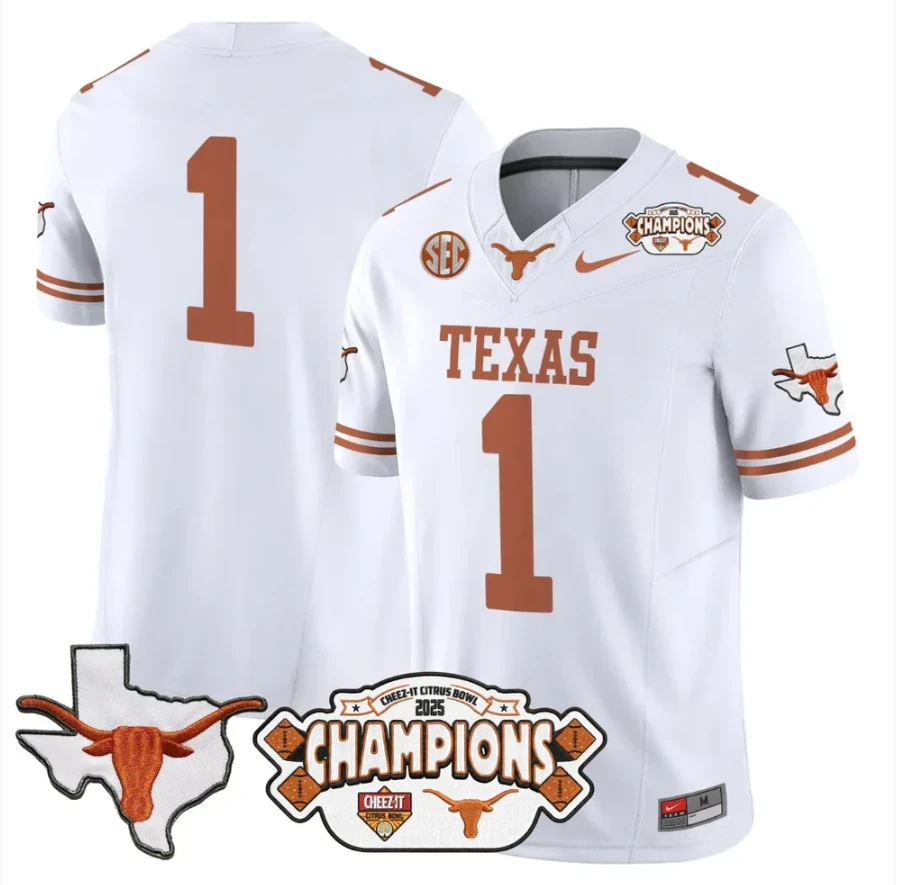 Team Jersey #1 Texas 2025 State Map Citrus Bowl Champions Stiched by My Store NCAA Football Jerseys