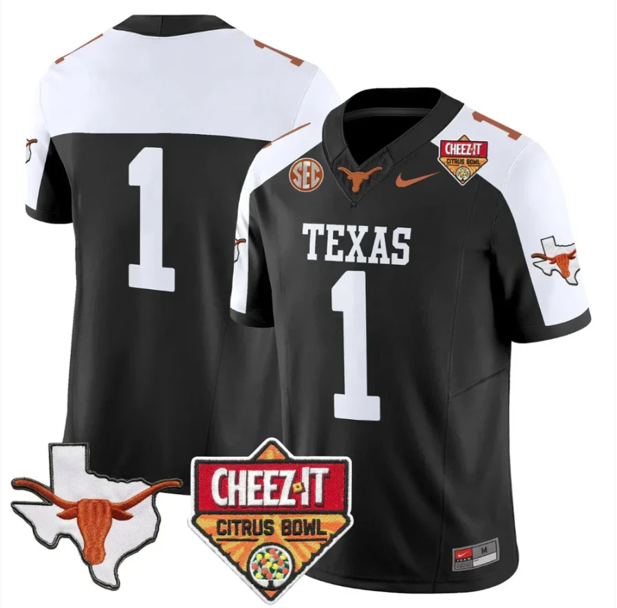 Team Jersey #1 Texas Longhorns 2025 State Map Citrus Bowl Patch Stitched by My Store NCAA Football Jerseys