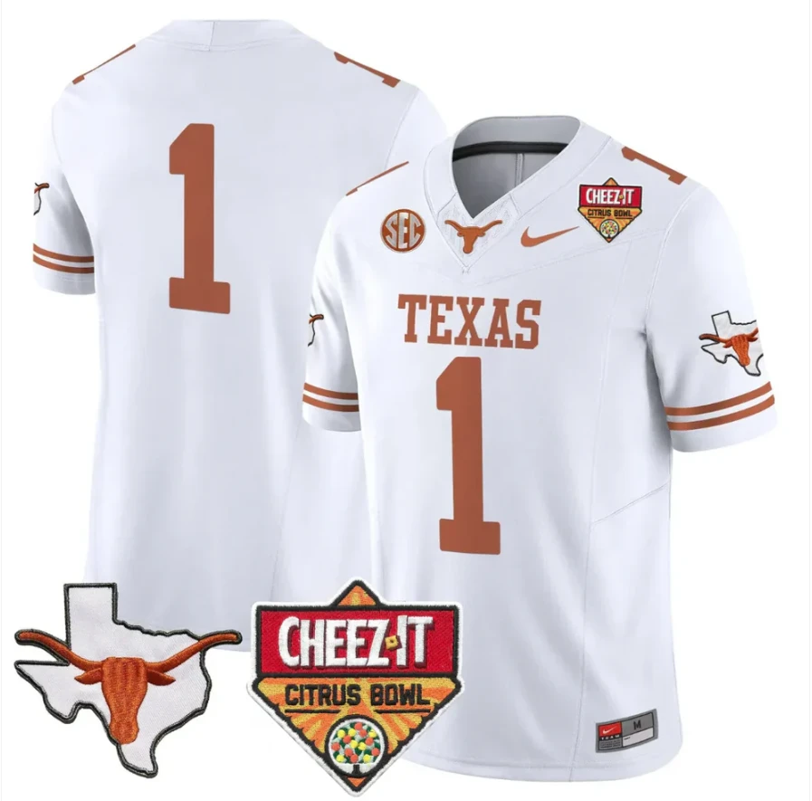 Team Jersey #1 Texas Longhorns 2025 State Map Citrus Bowl Patch Stitched by My Store NCAA Football Jerseys