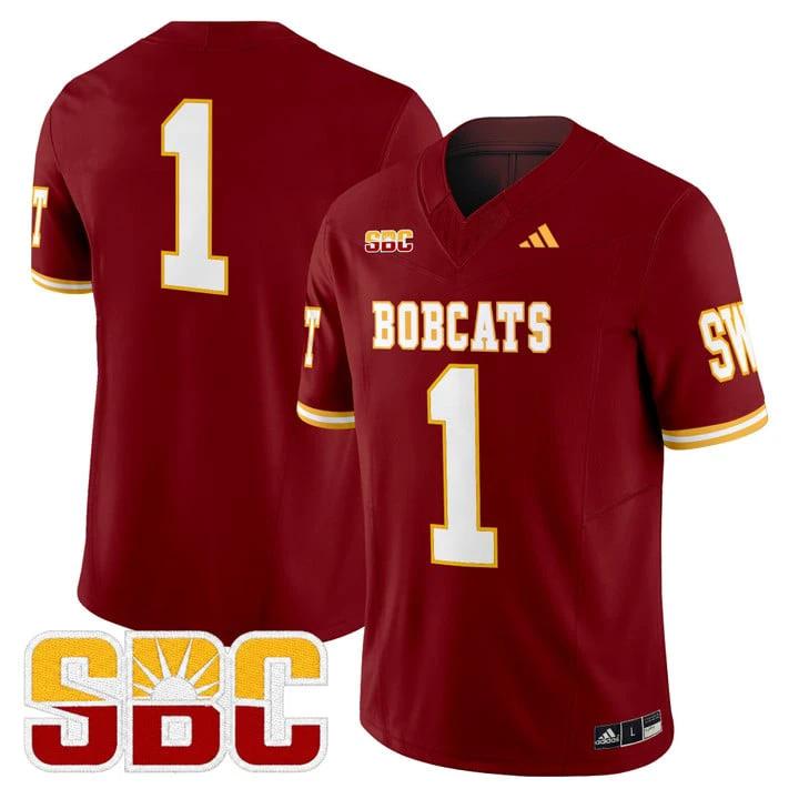 Team Jersey #1 Texas State Bobcats 2025 Vapor Limited Stitched by My Store NCAA Football Jerseys