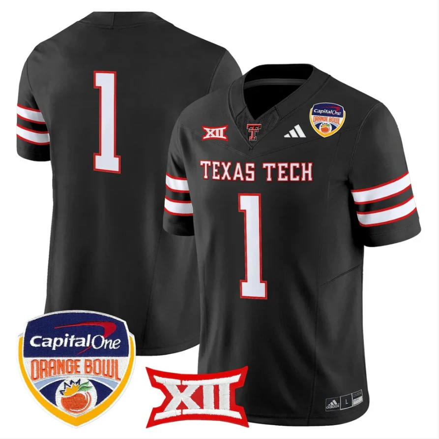 Team Jersey #1 Texas Tech 2025 Orange Bowl Patch V2 Limited Stitched by My Store NCAA Football Jerseys