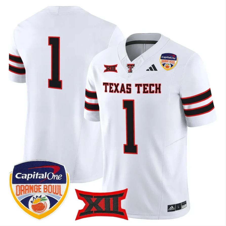 Team Jersey #1 Texas Tech 2025 Orange Bowl Patch V2 Limited Stitched by My Store NCAA Football Jerseys
