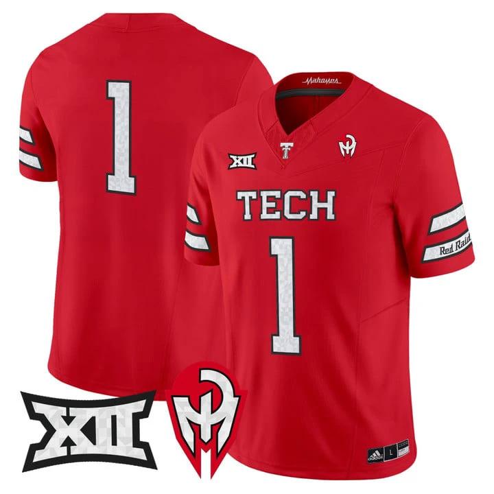 Team Jersey #1 Texas Tech Red Raiders Too Cold Vapor Limited Stitched by My Store NCAA Football Jerseys