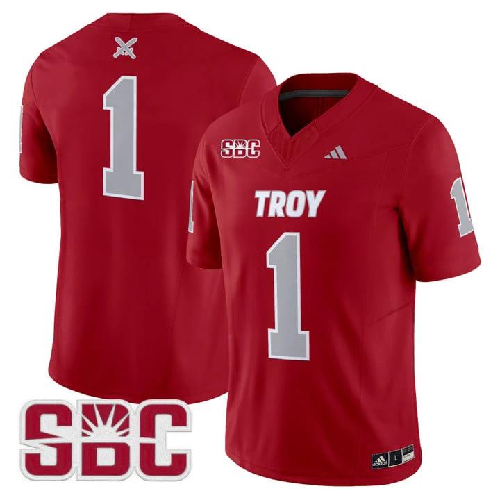 Team Jersey #1 Troy Trojans 2025 Vapor Limited Stitched by My Store NCAA Football Jerseys