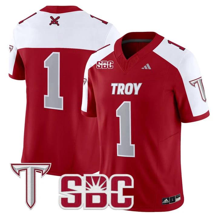 Team Jersey #1 Troy Trojans 2025 Vapor Limited Stitched by My Store NCAA Football Jerseys