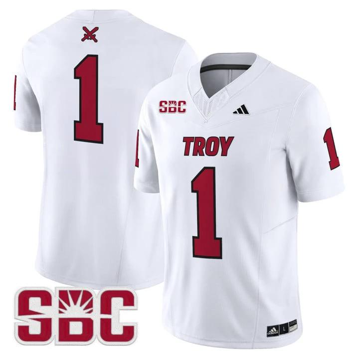 Team Jersey #1 Troy Trojans 2025 Vapor Limited Stitched by My Store NCAA Football Jerseys