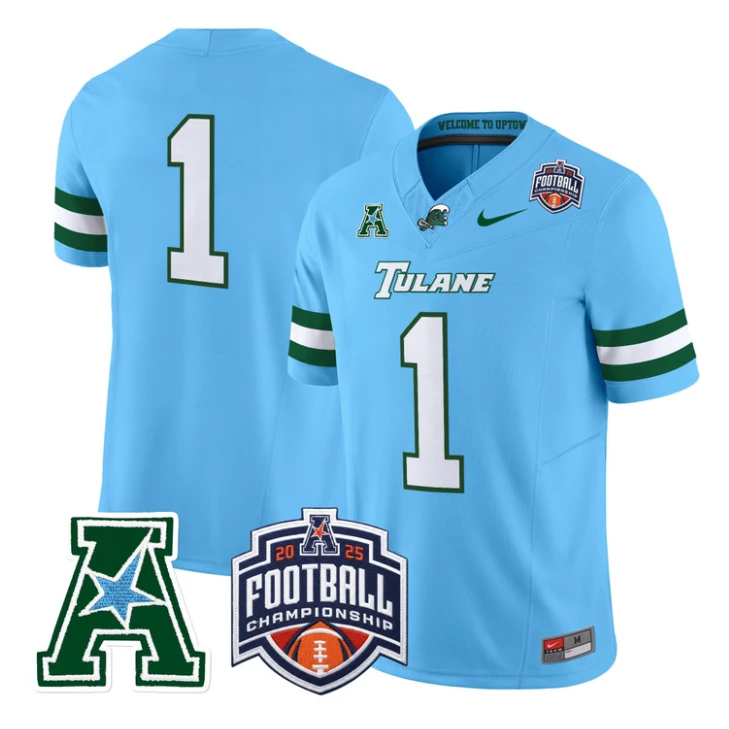 Team Jersey #1 Tulane Green Wave 2025 AAC Championship Vapor Stitched by My Store NCAA Football Jerseys