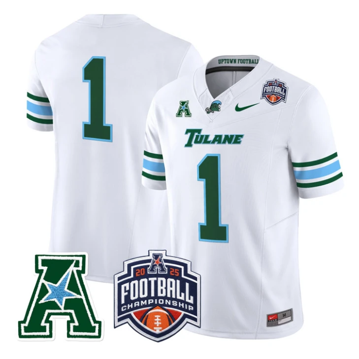 Team Jersey #1 Tulane Green Wave 2025 AAC Championship Vapor Stitched by My Store NCAA Football Jerseys