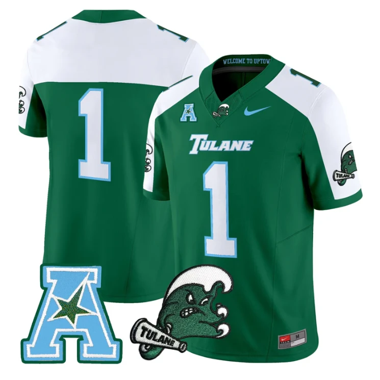 Team Jersey #1 Tulane Green Wave 2025 Vapor Limited Stitched by My Store NCAA Football Jerseys