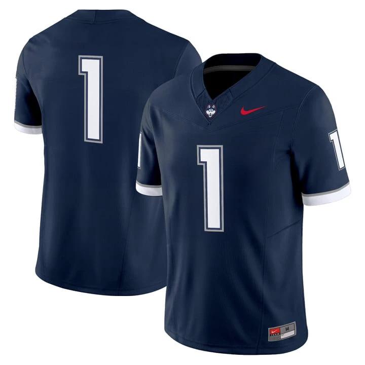 Team Jersey #1 UConn Huskies 2025 Vapor Limited Stitched by My Store NCAA Football Jerseys
