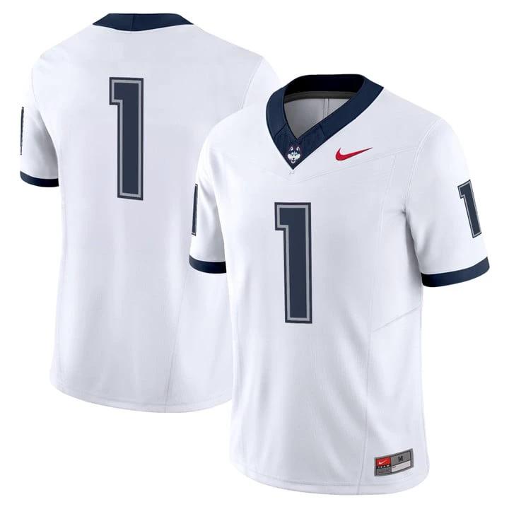 Team Jersey #1 UConn Huskies 2025 Vapor Limited Stitched by My Store NCAA Football Jerseys