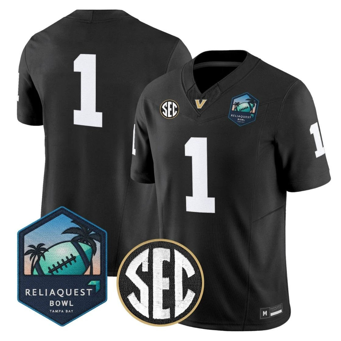 Team Jersey #1 Vanderbilt Commodores 2025 ReliaQuest Bowl Stitched by My Store NCAA Football Jerseys