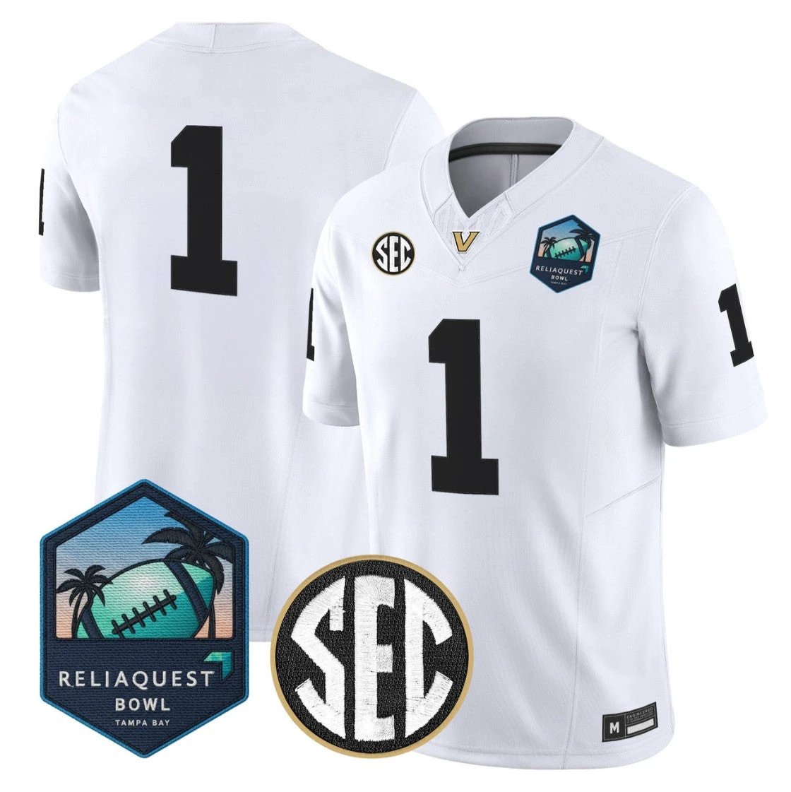 Team Jersey #1 Vanderbilt Commodores 2025 ReliaQuest Bowl Stitched by My Store NCAA Football Jerseys