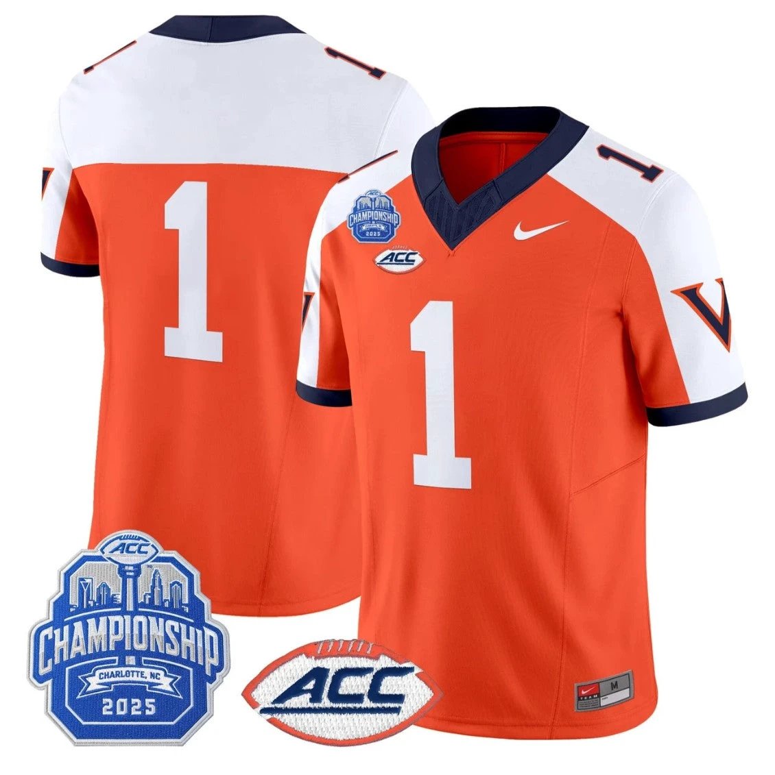 Team Jersey #1 Virginia 1995 Throwbacks 2025 ACC Championship Patch Stitched by My Store NCAA Football Jerseys