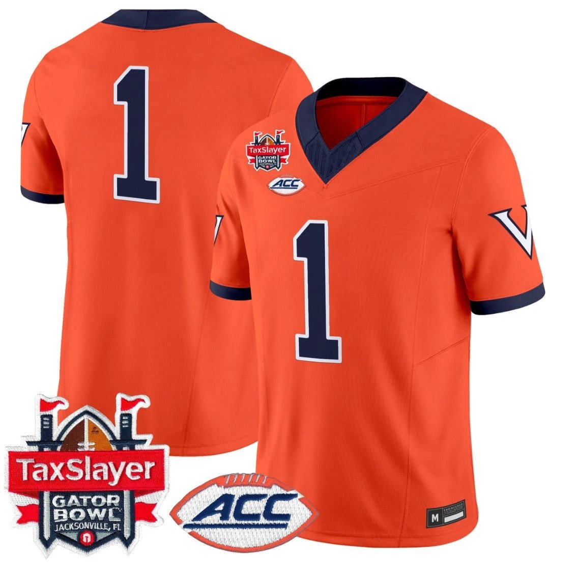 Team Jersey #1 Virginia Cavaliers 1995 Throwbacks Gator Bowl Stitched by My Store NCAA Football Jerseys