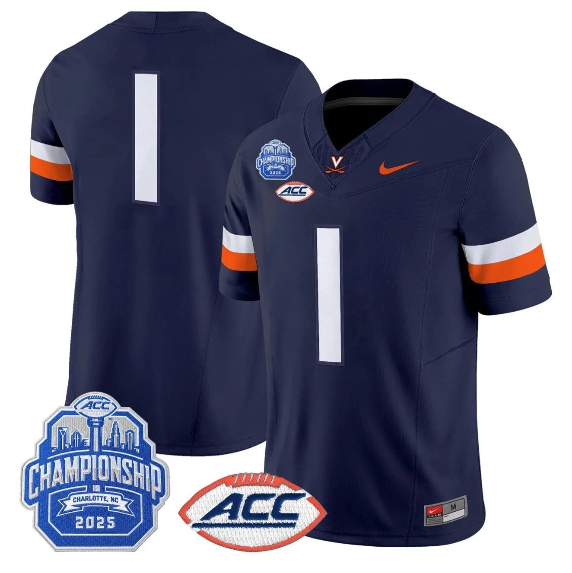 Team Jersey #1 Virginia Cavaliers 2025 ACC Championship Stitched by My Store NCAA Football Jerseys