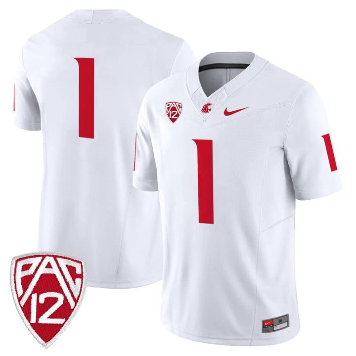 Team Jersey #1 Washington State Cougars 2025 Vapor Limited Stitched by My Store NCAA Football Jerseys