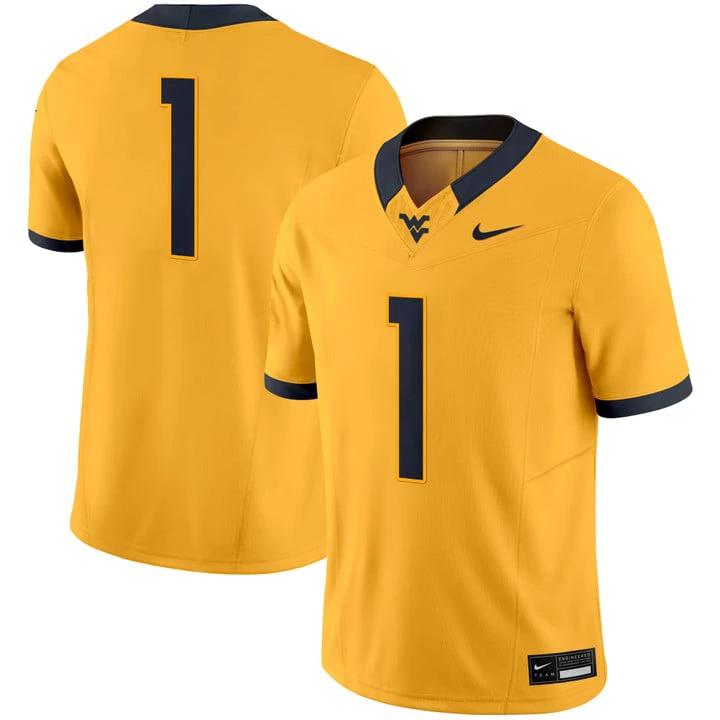 Team Jersey #1 West Virginia Mountaineers 2025 Vapor Limited Stitched by My Store NCAA Football Jerseys