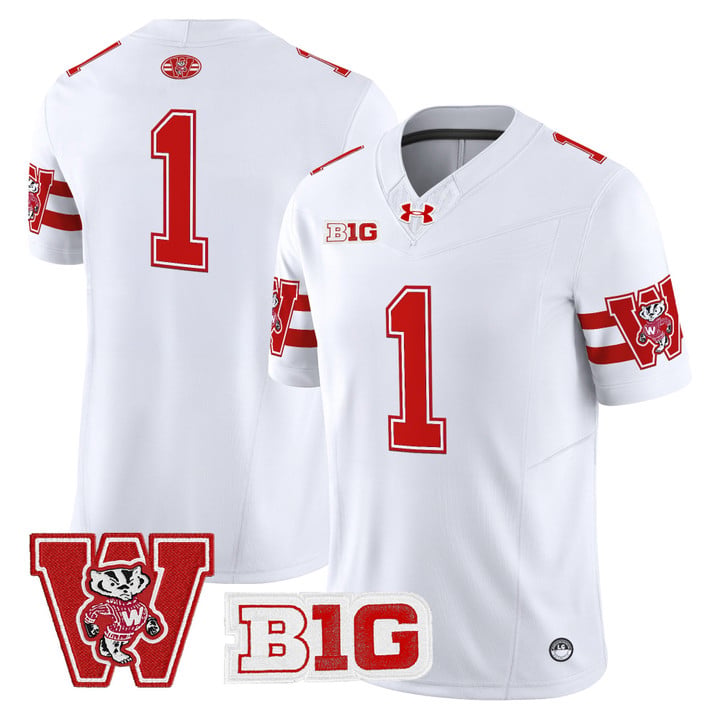 Team Jersey #1 Wisconsin Badgers Throwback Stitched by My Store NCAA Football Jerseys