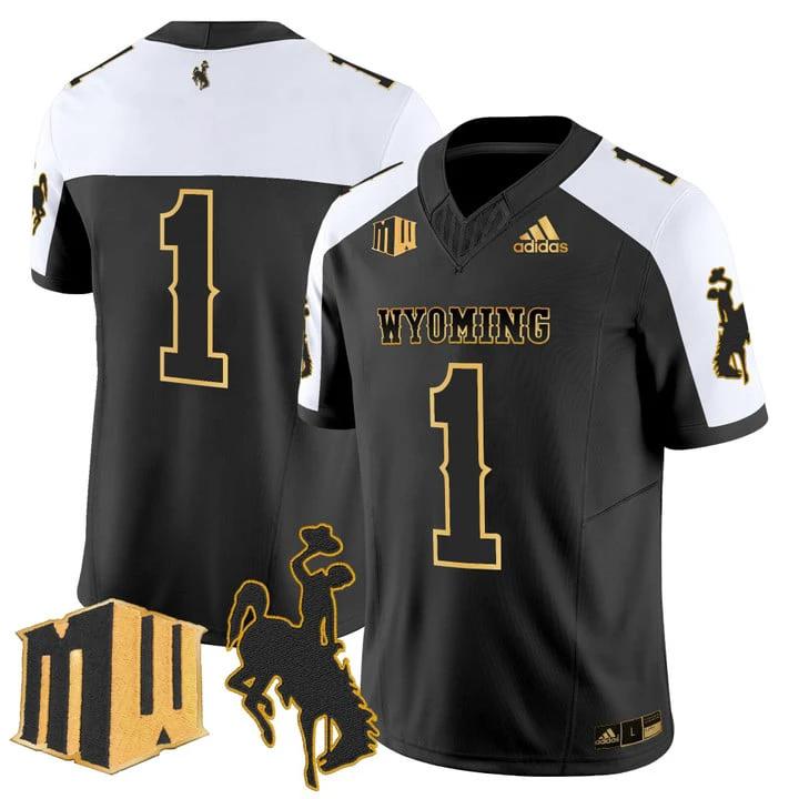 Team Jersey #1 Wyoming Cowboys 2025 Gold Vapor Limited Stitched by My Store NCAA Football Jerseys