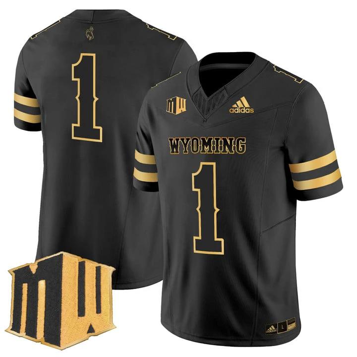 Team Jersey #1 Wyoming Cowboys 2025 Gold Vapor Limited Stitched by My Store NCAA Football Jerseys