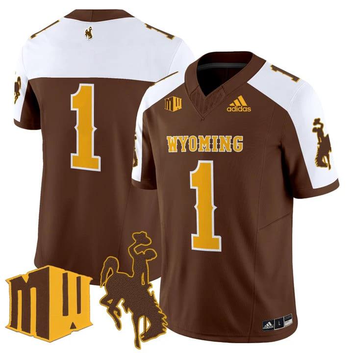 Team Jersey #1 Wyoming Cowboys 2025 Vapor Limited Stitched by My Store NCAA Football Jerseys