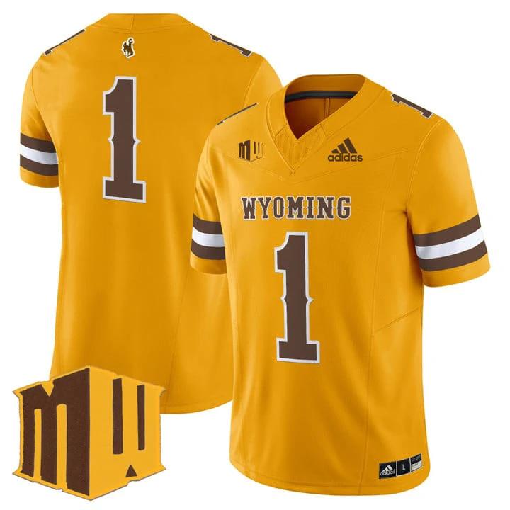 Team Jersey #1 Wyoming Cowboys 2025 Vapor Limited Stitched by My Store NCAA Football Jerseys