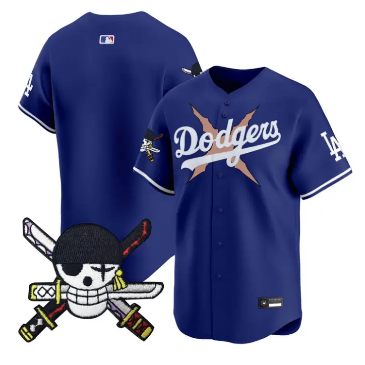 Team Jersey Blank Dodgers One Piece Zoro Patch Premier Stitched by My Store