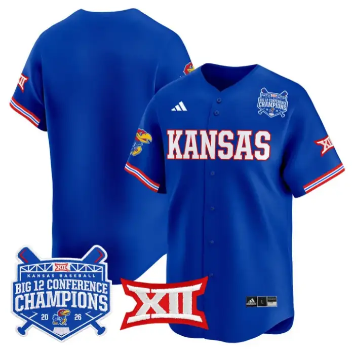 Team Jersey Blank Kansas Jayhawks Big 12 Champions 2026 Stitched by My Store