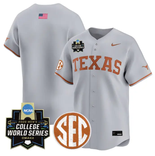 Team Jersey Blank Texas Longhorns 2026 World Series Vapor Stitched Gray by My Store