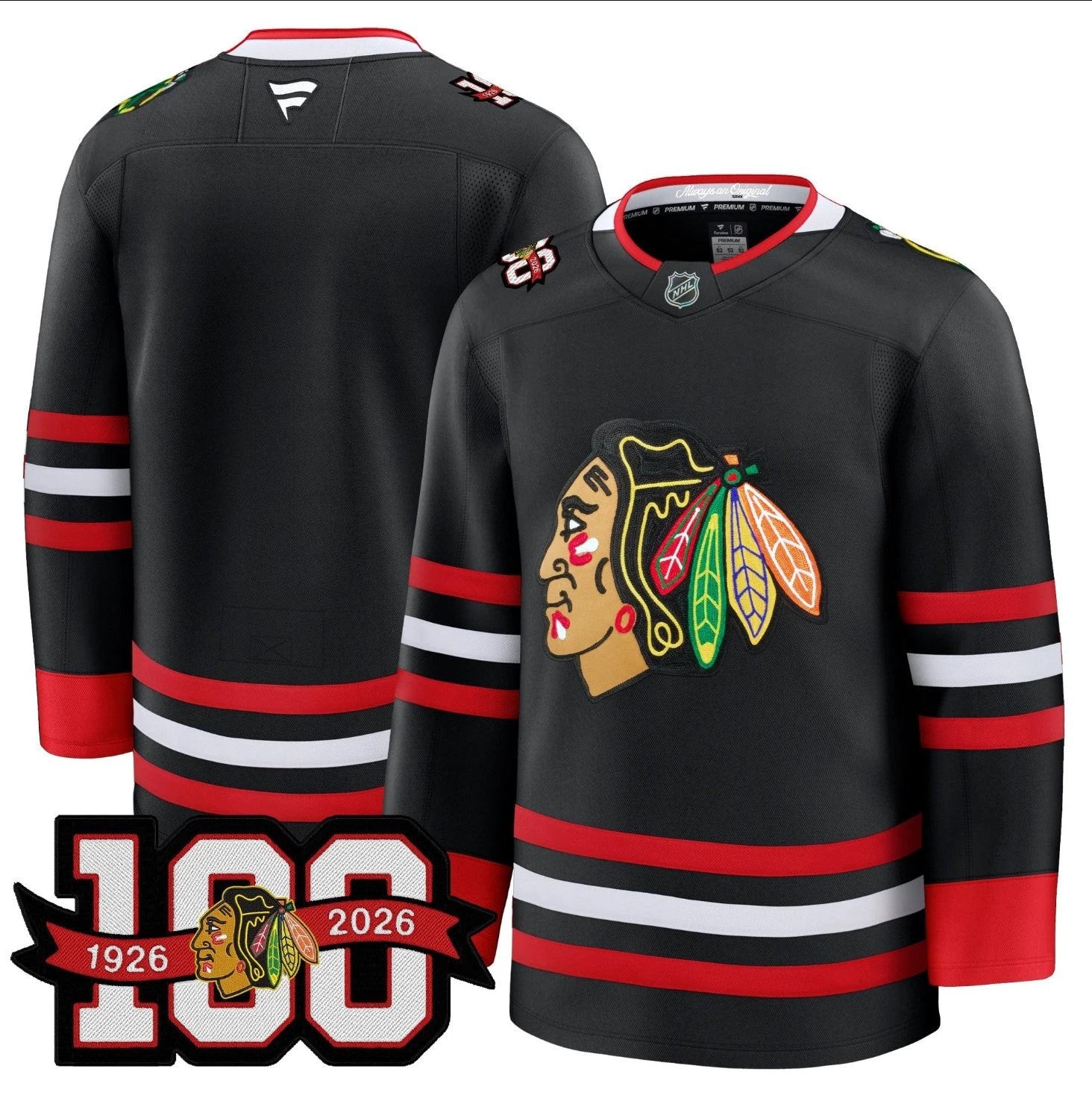 Team Jersey Chicago Blackhawks 2025-26 Premium 100th Patch Stitched by Hockey David