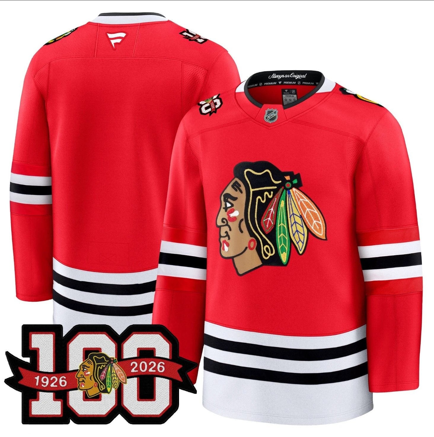 Team Jersey Chicago Blackhawks 2025-26 Premium 100th Patch Stitched by Hockey David