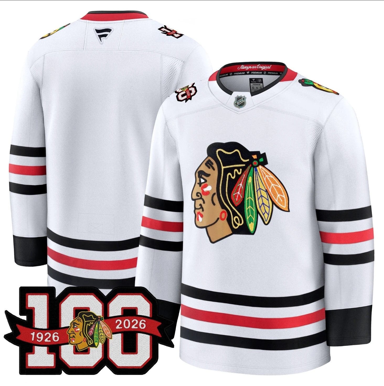 Team Jersey Chicago Blackhawks 2025-26 Premium 100th Patch Stitched by Hockey David