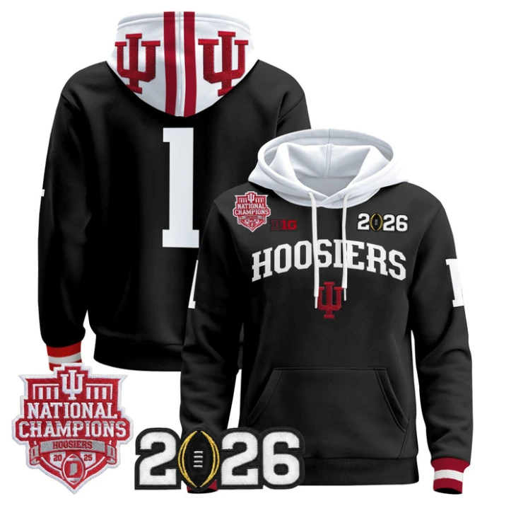Team Pullover Hoodie #1 Hoosiers 2025 National Champions Stitched by Hoodie Pullover