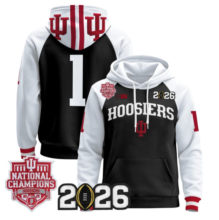 Team Pullover Hoodie #1 Hoosiers 2025 National Champions Stitched by Hoodie Pullover