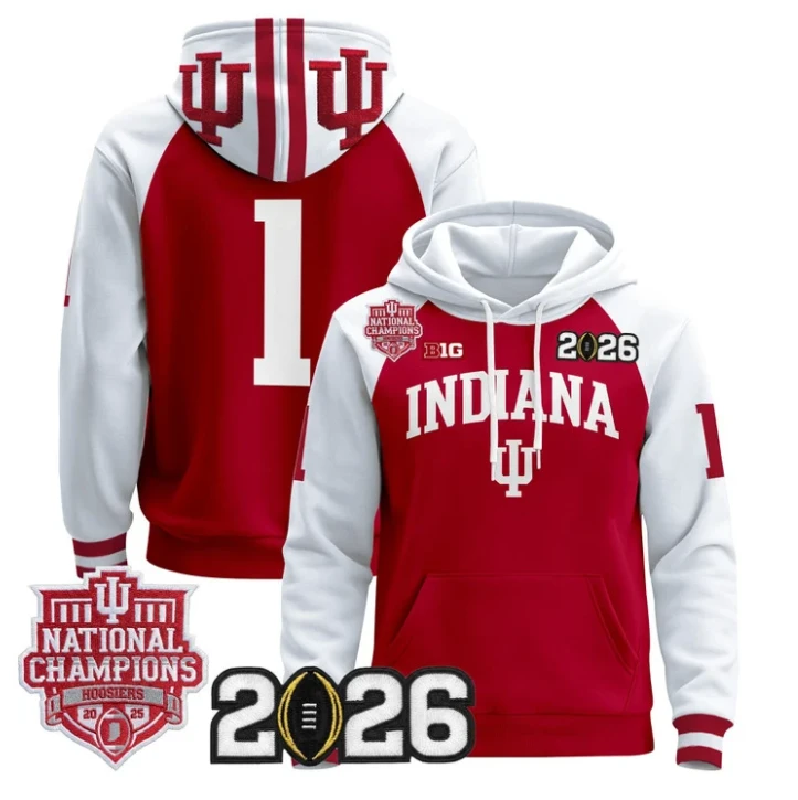 Team Pullover Hoodie #1 Hoosiers 2025 National Champions Stitched by Hoodie Pullover