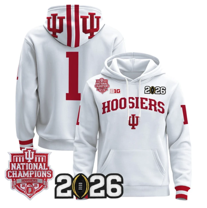 Team Pullover Hoodie #1 Hoosiers 2025 National Champions Stitched by Hoodie Pullover